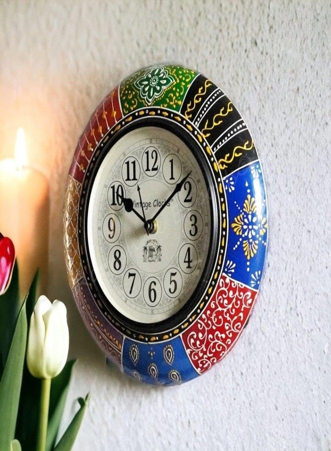 Vintage Clock Painted Handcrafted Wooden Wall Clock/One Year Warranty / 5583-10-H - Image 2